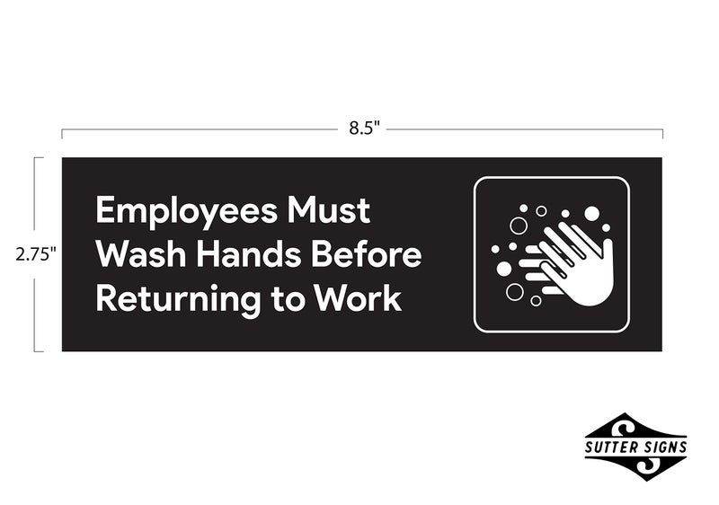 Sutter Signs 2pcs Employees Must Wash Hands Sign Stickers | Employee Handwashing Signs for Restaurant Commercial Bathroom | Water Resistant Vinyl Self Adhesive Decals, 8.5" x 2.75" - Image 2
